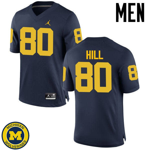 Men Michigan Wolverines #80 Khalid Hill Navy High School Football Jersey